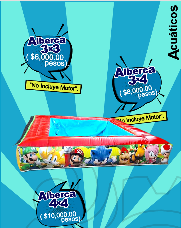 Alberca Inflable 3x3 - Brincolin Acuático MexBull