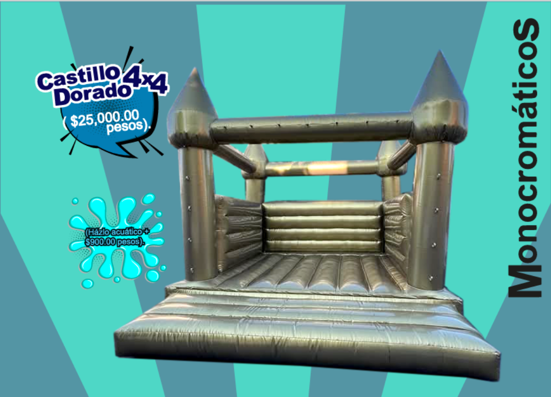 Brincolín Castillo Dorado 4×4 - Brincolin Monocromatico MexBull